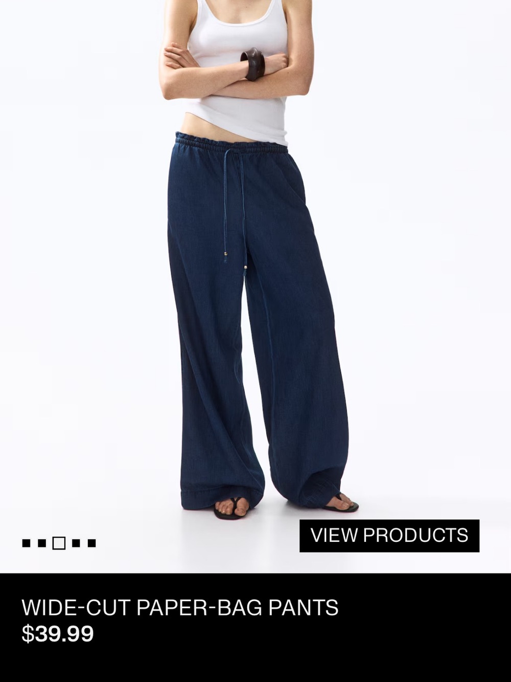 H&M Women’s Wide-Leg Drawstring Joggers - Dark Blue - Picture 4 of 6